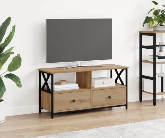 TV skap Artisan Eik 90 x 33 x 45 cm Konstruksjonsvirke og stål
