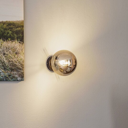 EMIBIG LIGHTING Glassy vegglampe svart grafitt glass E14 Ø 14 cm