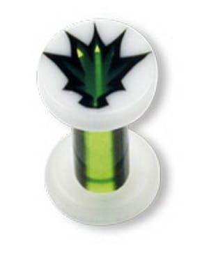 Utgått Green Weed Hvit Piercing Plugg Strl 2 mm