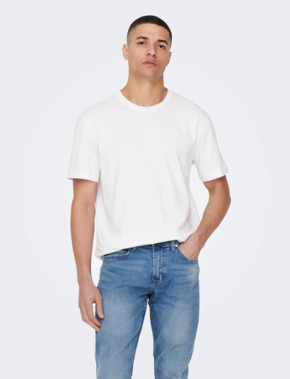 ONLY & SONS Onsmax Life Ss Stitch Tee Noos   White   XS