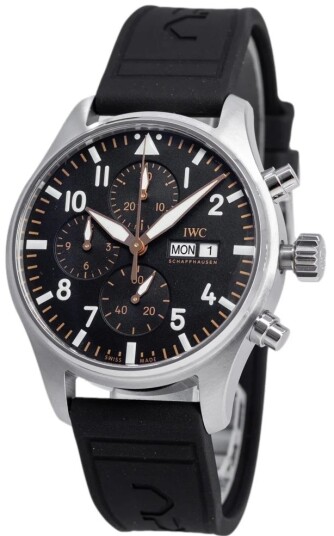 IWC Herreklokke IW378009 Pilots Sort/Gummi Ø43 mm