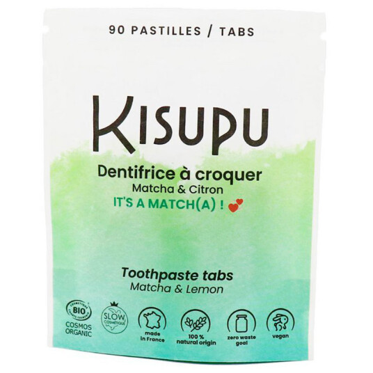 Økologiske tannkremtabletter Kisupu Matcha & Sitron 90 stk.