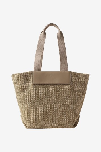 Calvin Klein Vesken CK Raffia Medium Shopper Brun