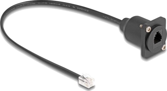 Delock Telefonforlengelseskabel Rj 10 Hann Til Rj 10 Hunn Skrubar 30 Cm Svart