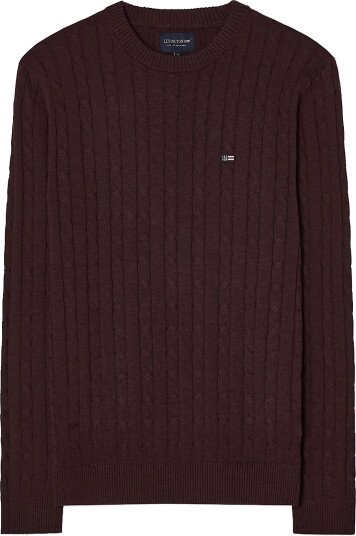 Lexington Clothing Cotton Cable Knitted Sweater Burgundy S