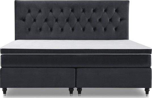 Royal Velvet Komplett Sengepakke 210x210 cm Svart Fløyel/Dreide Ben