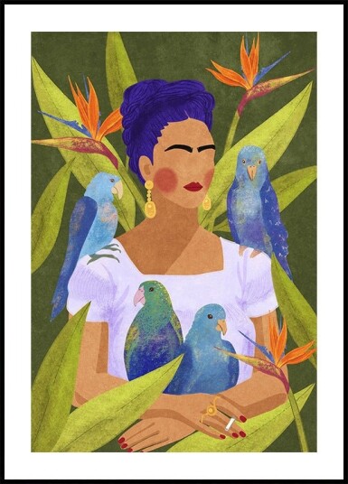 Frida and birds Poster Plakat / 40x50cm