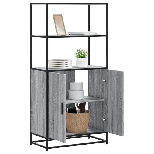 Highboard grå sonoma 68x35x139 cm konstruert tre og metall
