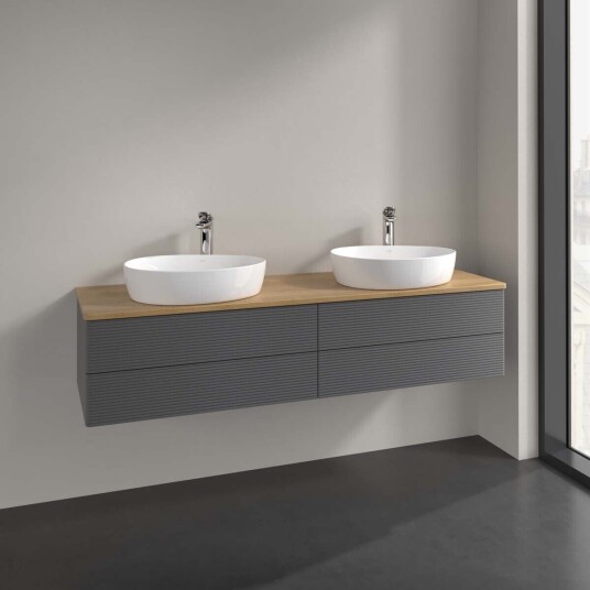 Villeroy & Boch Antao Servantskap med 4 skuffer 160x50x36 cm u/lys Antrasitt/Eik