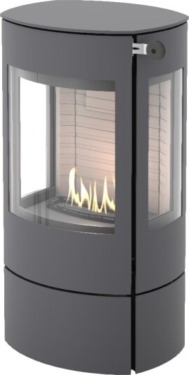 Caro 90 platina frittstående biopeis med sideglass og ståldør