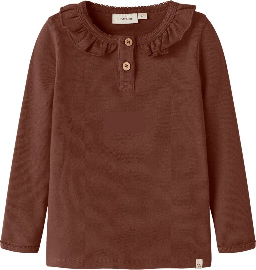 Lil"Atelier Nmfthoro Huf Ls Slim Top Lil Brown 122 128 Lil"Atelier Nmfthoro Huf Ls Slim Top Lil Brown 122 128