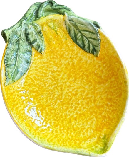 Caja Company Lemon Bowl/Dish, Oval Medium - YELLOW/GREEN/WHITE - 20X26 cm.H5 cm