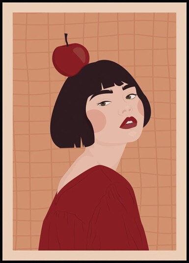 Posterbox Girl with Apple Plaket Plakat / 40x50cm