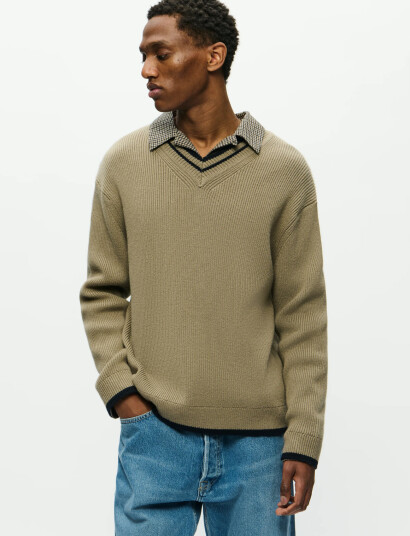 WOOD WOOD Wwcobek V-Neck 25193 - Khaki green - XS