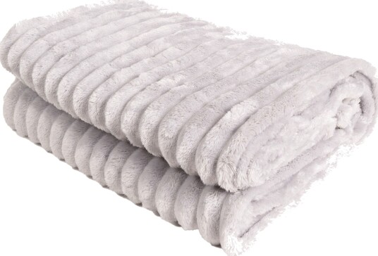 KMCarpets Stripe Pledd 130x170 Sølvfarget