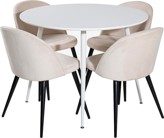 Venture Home Spisegruppe Pia inkl. 4 stk spisestoler Valleta Hvit