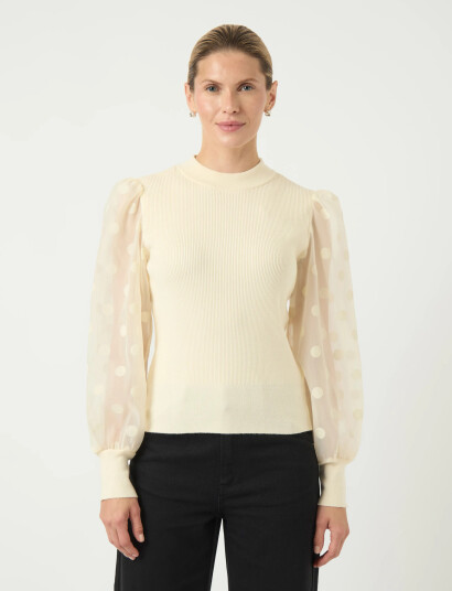YAS Yasdotme Ls Knit Pullover S. Noos Cream XL