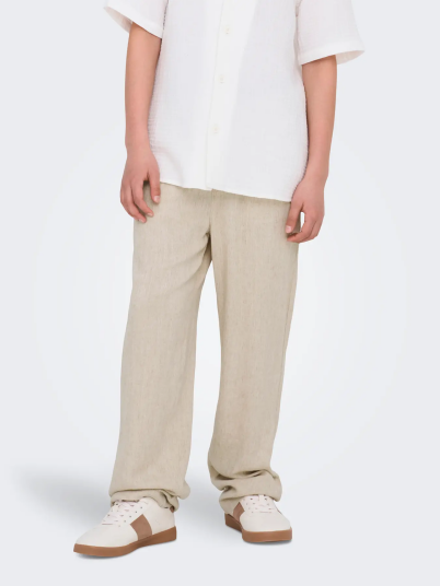 Only & Sons Jr Sinus Loose Viscose Linen Pant Beige 140