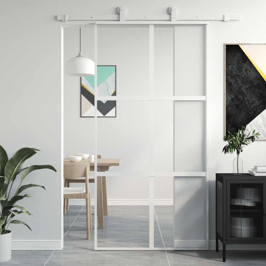 vidaXL Skyvedør hvit 102,5x205 cm herdet glass og aluminium vidaXL Skyvedør hvit 102,5x205 cm herdet glass og aluminium
