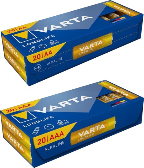 Varta Longlife alkaliske batterier 20x AA og 20x AAA