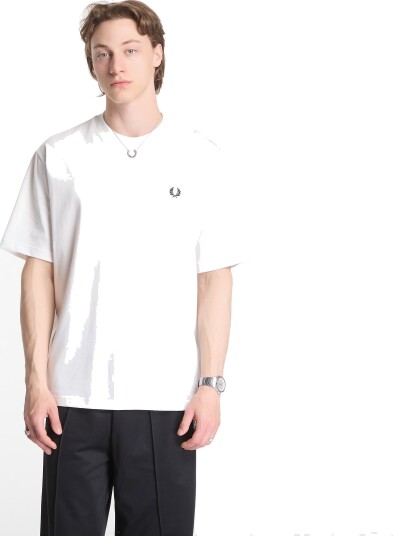 Fred Perry Back Print Fred Perry Text Tee White M Fred Perry Back Print Fred Perry Text Tee White M