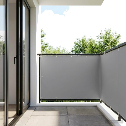 vidaXL Balkong privat skjerm 150 x 700 cm Polyester Lysegrå