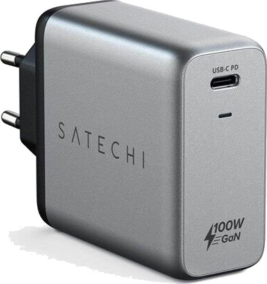 Satechi 100W GaN USB-C Vegglader med Hurtiglading Grå Satechi 100W GaN USB-C Vegglader med Hurtiglading Grå
