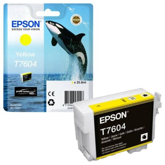 Epson T7604 Y blekkpatron - C13T76044010 Original - Gul 25,9 ml