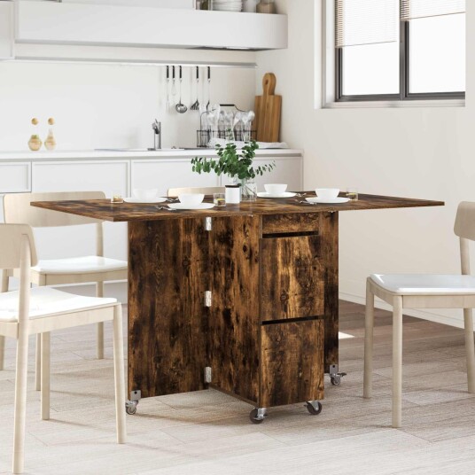 vidaXL Spisebord 140 x 80 x 77 cm Konstruert tre Røkt Eik Rektangulær