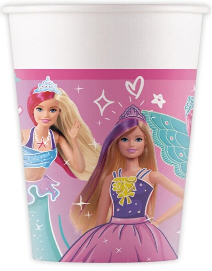 Ballong & Partygrossisten 8 stk Pappkrus 200 ml Lisensiert Barbie 50094567