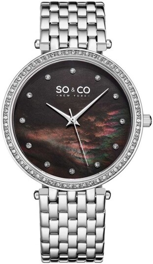 So & Co New York Dameklokke 5334.2 Madison Sort/Stål Ø38 mm