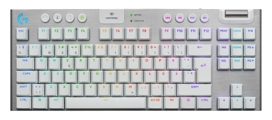 Logitech G915 X TKL Gamingtastatur - Trådløs - Tactile - Nordisk - Hvit