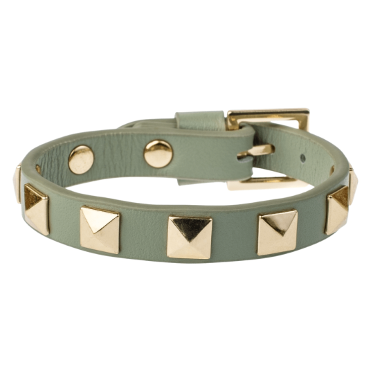 DARK Leather Stud Bracelet Milieu Green DARK Leather Stud Bracelet Milieu Green