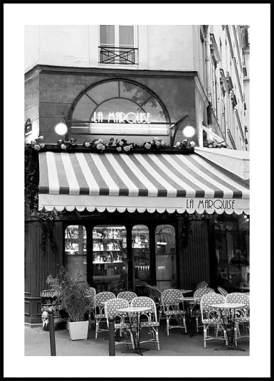 Paris café La Marquise Black & White Plakat Plakat / 50x70cm
