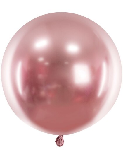 60 cm Rund Glossy Mirror Rose Gullfarget Ballong