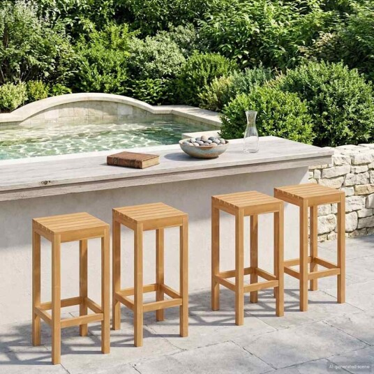 vidaXL Barstol 4 stk. Naturlig Massivt Teaktre