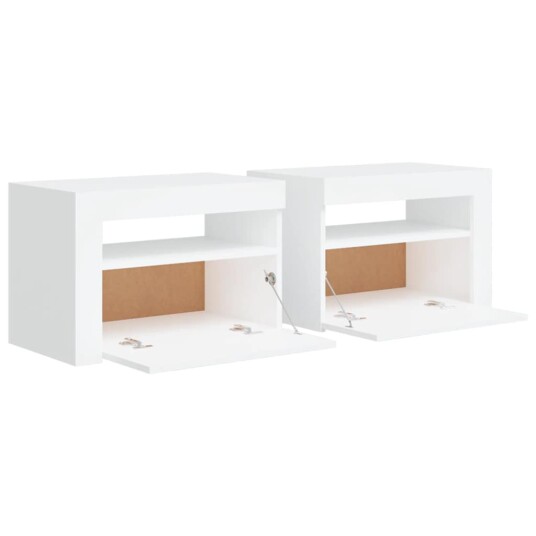 vidaXL Nattbord med LED 2 stk hvit 60x35x40 cm