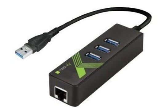 IC INTRACOM techly USB3.0 Gigabit Ethernet Adapter Converter with 3-Port Hub