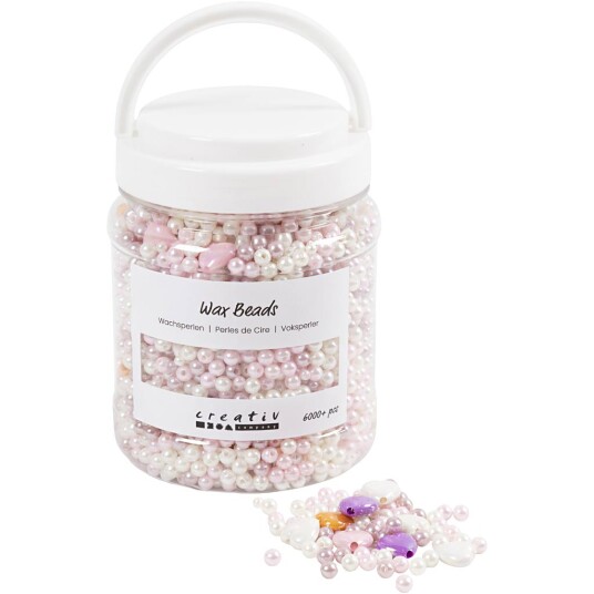 Wax Beads mother-of-pearl pastel orange soft rose light lilac 425 g hole size 1,3-2,5 mm 700 ml/ 1 tub 977757 Wax Beads mother-of-pearl pastel orange soft rose light lilac 425 g hole size 1,3-2,5 mm 700 ml/ 1 tub 977757