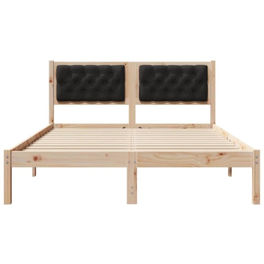 Sengestamme med hodegjerde Svart 150 x 200 cm Massiv furu Sengestamme med hodegjerde Svart 150 x 200 cm Massiv furu