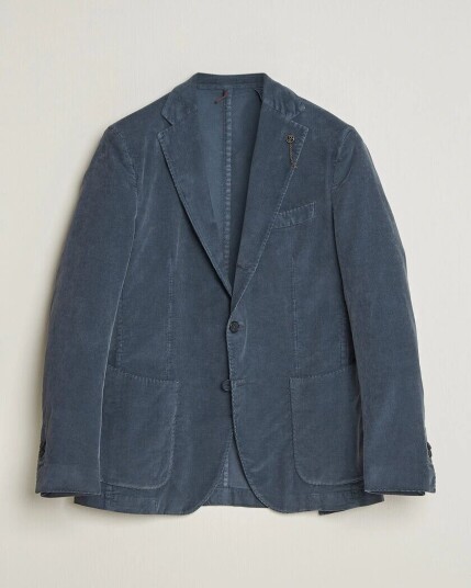 Santaniello Corduroy Patch Pocket Blazer Iron Blue Santaniello Corduroy Patch Pocket Blazer Iron Blue
