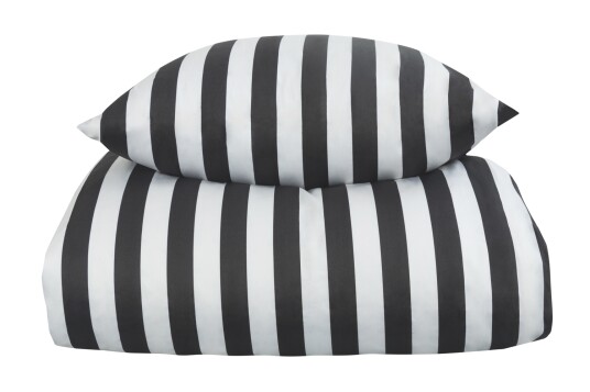 Borg Living Sengetøy - 240x220 cm - Nordic Stripe Mørkegrå - Grå og hvit - 100% bomullsateng