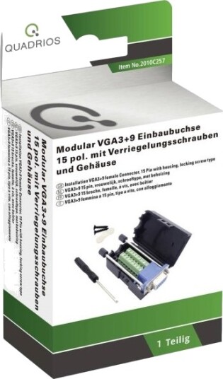 Quadrios 2010C257 Vga-Kontakt Hun Rett 15-Pols Svart 2010C257 1 Sett