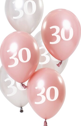 Folat Ballonger Rosa/Hvit 30 År 6-pakning 68530