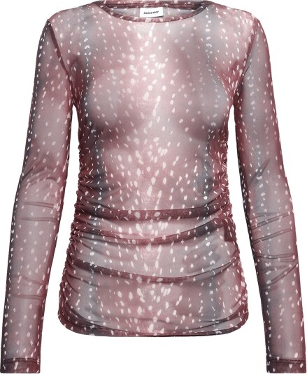 NOISY MAY Nmdeer L/S Ruching Top Jrs   Burgundy   L