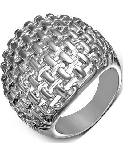 Weave Dome Sølvfarget Stålring Strl 56 x 17,85 mm