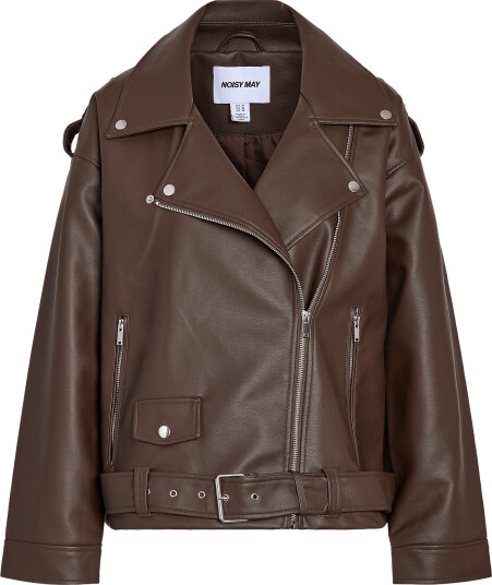 NOISY MAY Nmpaulina Oversize Biker Jacket Noos Brown M