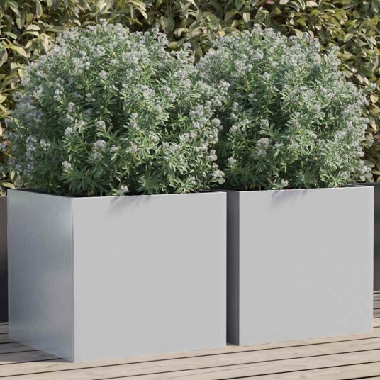 vidaXL Plantekasser 2 stk sølv 42x40x39 cm galvanisert stål