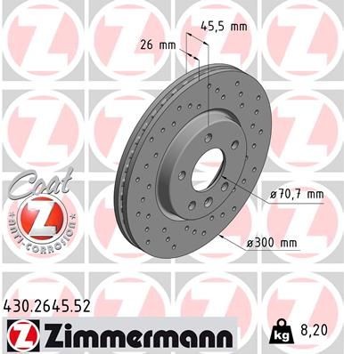 Bremseskive ZIMMERMANN 430.2645.52