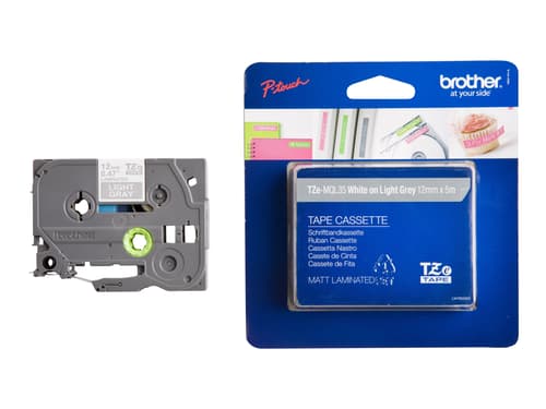 Brother Tape 12mm Tze-mql Hvit/lyse Gray Brother Tape 12mm Tze-mql Hvit/lyse Gray